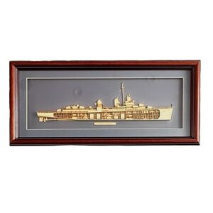 CUTAWAY Model of USS Fletcher Wall Picture 20.5”x 9” Framed Made in USA
